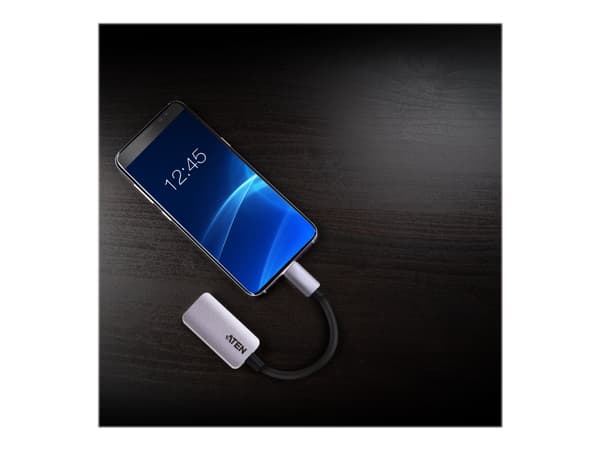 ATEN UC3008A1 - Adapter för video / ljud - 24 pin USB-C (hane) till HDMI (hona) - USB 3.2 Gen 1 / Thunderbolt 3 / DisplayPort (Alt Mode) - 15.4 cm -