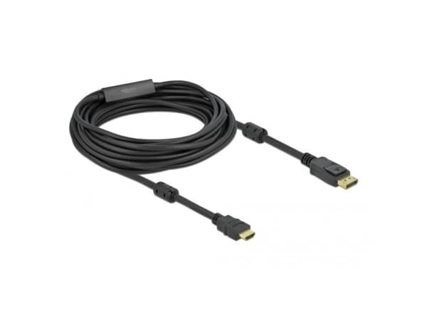 Delock - High Speed - adapterkabel - DisplayPort hann låsing til HDMI hann - 10 m - trippel beskyttelse - svart - 4K-støtte, aktiv