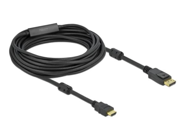 Delock - High Speed - adapterkabel - DisplayPort hann låsing til HDMI hann - 10 m - trippel beskyttelse - svart - 4K-støtte, aktiv