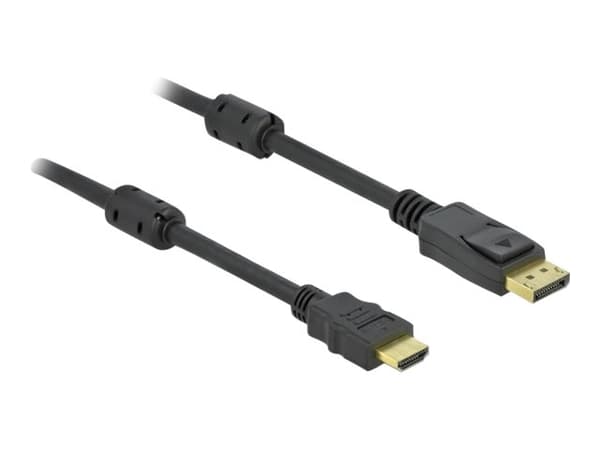 Delock - High Speed - adapterkabel - DisplayPort hann låsing til HDMI hann - 10 m - trippel beskyttelse - svart - 4K-støtte, aktiv