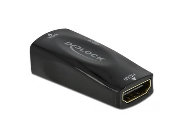 Delock - Video adapter - HDMI hunn til HD-15 (VGA), mini-phone stereo 3.5 mm hunn - svart