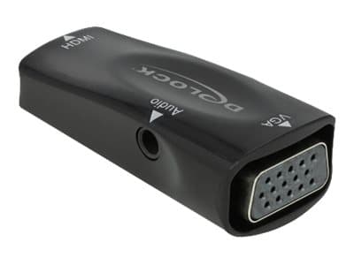 Delock - Video adapter - HDMI hunn til HD-15 (VGA), mini-phone stereo 3.5 mm hunn - svart