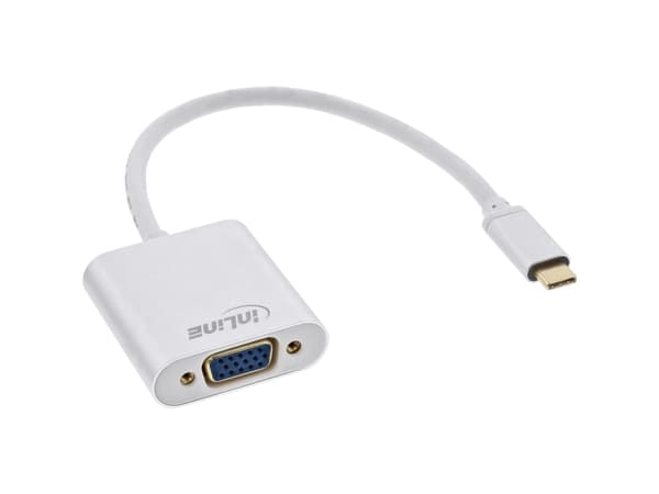 InLine 64104S, 0.2 m, USB Type-C, VGA (D-Sub), urosliitin, naarasliitin, kultainen