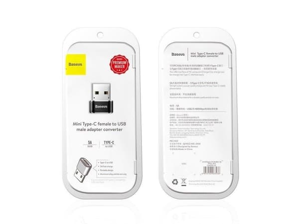 Baseus - USB-adapter - USB (hane) till 24 pin USB-C (hona) - 5 A - svart