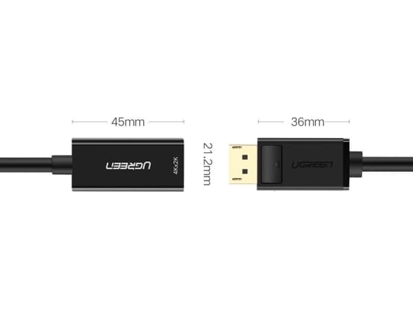 Adapter, Kabel DisplayPort (hann) - HDMI (hun) UGREEN MM137, 4K (svart)