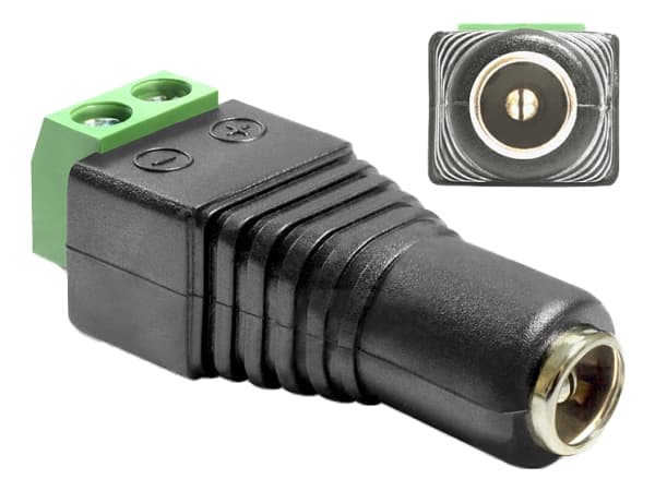 Delock Adapter DC 2.1 x 5.5 mm female > Terminal Block - Strömadapter - 2 stifts terminalblock (hona) till likströmsuttag 2,1 mm (hona)