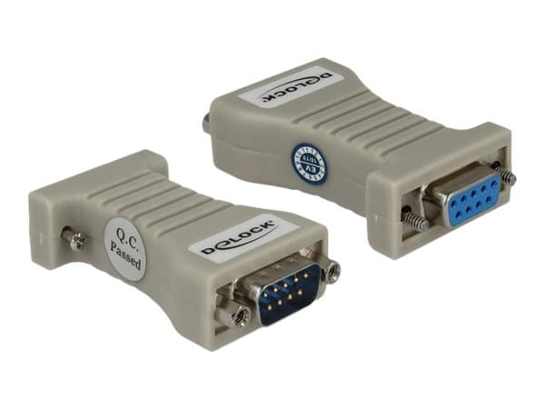 Delock muunnin 1 x Serial RS-232 DB9 naaras - 1 x Serial RS-422/485 DB9 uros ESD-suojauksella 15 kV - Sarjasovitin - RS-232 - RS-422/485 x 1 - beige