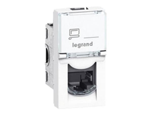 Legrand Mosaic LCS² - Påknipsbar mulighetsmodulfrontplate - CAT 6 - UTP - RJ-45 - hvit, RAL 9003