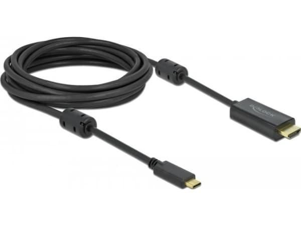 Delock - Video/lydkabel - 24 pin USB-C hann til HDMI hann - 5 m - svart - 4K-støtte, aktiv