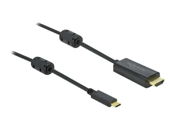 Delock - Video/lydkabel - 24 pin USB-C hann til HDMI hann - 5 m - svart - 4K-støtte, aktiv