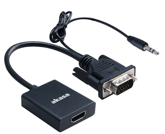 Akasa AK-CBHD23-20BK, HDMI Type A (Standard), VGA (D-Sub) + 3.5mm + USB Type-A, Hunkjønn, Hankjønn, Rett, Rett