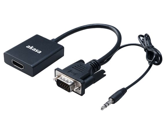 Akasa AK-CBHD23-20BK, HDMI Type A (Standard), VGA (D-Sub) + 3.5mm + USB Type-A, Hunkjønn, Hankjønn, Rett, Rett