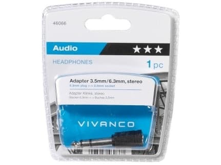 Vivanco 46066, 6.3mm, 3.5mm, Sort