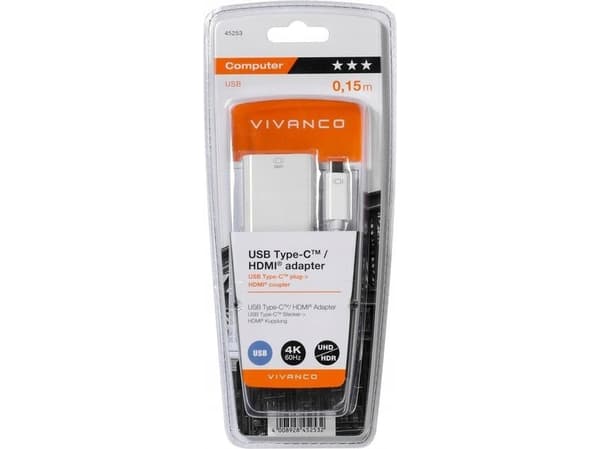 Vivanco CA UC HD 1, USB Type-C, HDMI-utgång, 4096 x 2160 pixlar