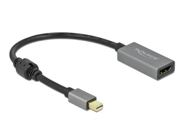 Delock - High Speed - adapterkabel - DisplayPort hann til HDMI hunn - 20 cm - grå, svart - aktiv