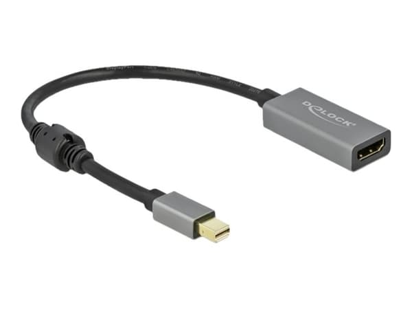Delock - High Speed - adapterkabel - DisplayPort hann til HDMI hunn - 20 cm - grå, svart - aktiv