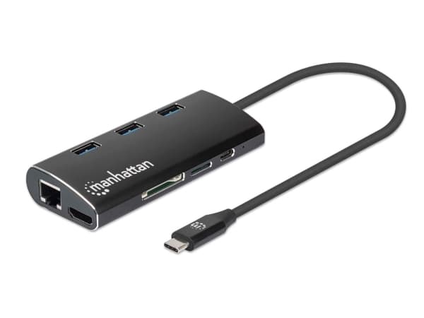 Manhattan 152440, USB Type-C, 100 W, Sort, MicroSD (TransFlash), SD, Aluminium, CE, FCC, RoHS2, WEEE