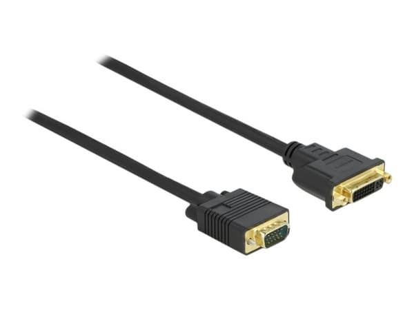 Delock - Adapterikaapeli - enkeltlink - DVI-I (hun) til HD-15 (VGA) (han) - 3 m - tommelskruer - sort