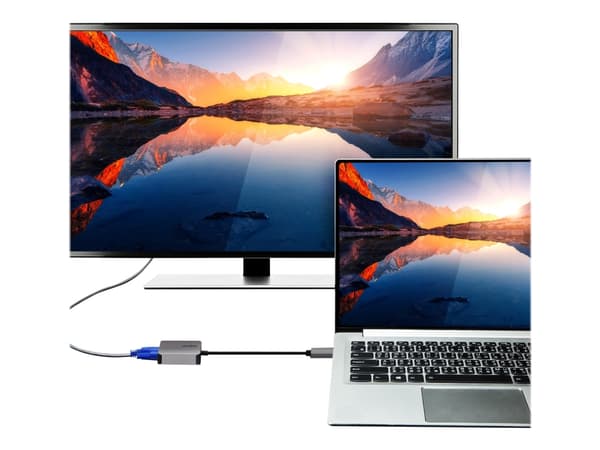 ATEN UC3002A - Video adapter - 24 pin USB-C (hann) til HD-15 (VGA) (hunn) - USB 3.2 Gen 1 / Thunderbolt 3 / DisplayPort (Alt Mode) - 9.6 cm - 1920 x