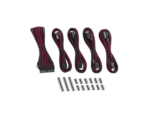 CableMod Classic ModMesh 8+8 Series Cable Extension Kit - Strömkabelsats - svart, röd