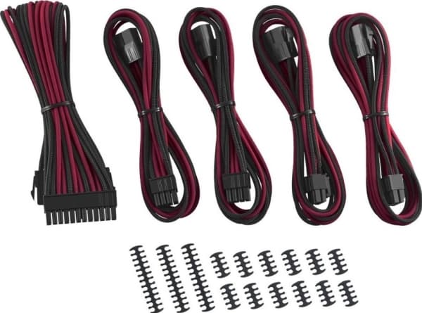 CableMod Classic ModMesh 8+8 Series Cable Extension Kit - Strömkabelsats - svart, röd