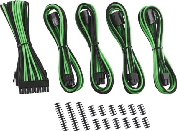 CableMod Classic ModMesh 8+8 Series Cable Extension Kit - Strömkabelsats - svart, ljusgrön
