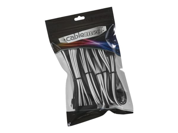 CableMod Classic ModMesh 8+8 Series Cable Extension Kit - Strømkabelsett - svart, hvit