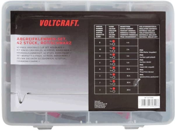 VOLTCRAFT 1417395 Krokodillenæb-sæt Sort, Rød Længde: 230 mm 42 stk