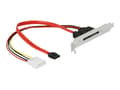Miniatyrbild 1 av 2: Delock Slot bracket with 1 x SATA 22 pin plug external - SATA intern till extern panel - Serial ATA 150/300/600 - 4 pin intern effekt, eSATA till SAT