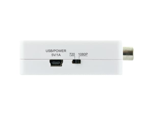Schwaiger HDMRCA01 513, Videoomvandlare, scaler, Vit, 1920 x 1080 pixlar, 720p, 1080p, NTSC 3.58, NTSC 4.43, PAL, PAL M, PAL N, SECAM, 3 x RCA