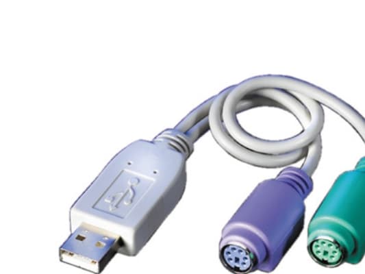 VALUE USB to 2x PS/2, 0,3 m, 2x 6-p Mini-DIN, USB A, Hankjønn, Hunkjønn, Grå
