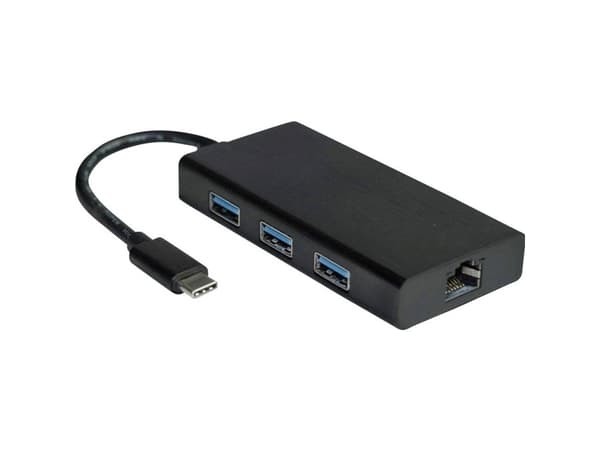 Value 12.99.1109, USB 3.2 Gen 2 (3.1 Gen 2) Type-C, Svart, RJ-45, USB 3.2 Gen 1 (3.1 Gen 1) Type-A, Länk, Hastighet