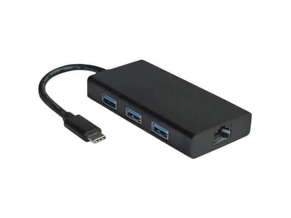 Value 12.99.1109, USB 3.2 Gen 2 (3.1 Gen 2) Type-C, Svart, RJ-45, USB 3.2 Gen 1 (3.1 Gen 1) Type-A, Länk, Hastighet