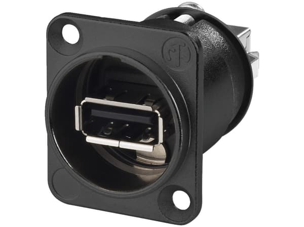 Neutrik NAUSB-B, USB A (F), USB B (M), Svart, Silver