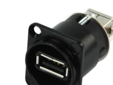 Neutrik NAUSB-B, USB A (F), USB B (M), Svart, Silver
