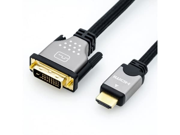 ROLINE 11.04.5872, 3 m, DVI, HDMI, Hanstik, Guld
