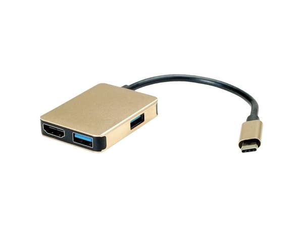ROLINE 12.02.1120, Kabel, USB 3.2 Gen 1 (3.1 Gen 1) Type-C, Guld, 3840 x 2160 pixlar