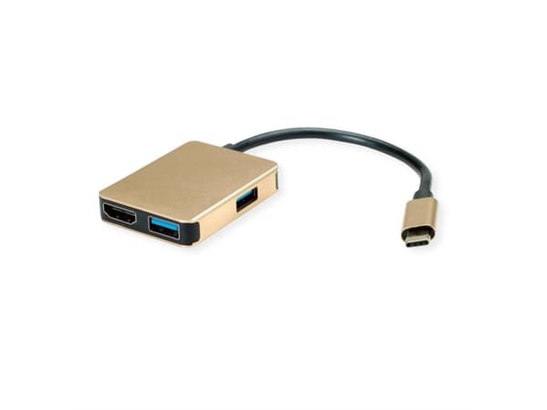 ROLINE 12.02.1120, Kabel, USB 3.2 Gen 1 (3.1 Gen 1) Type-C, Guld, 3840 x 2160 pixlar
