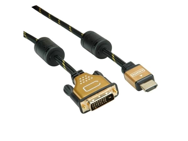 ROLINE 11.04.5893, 5 m, HDMI, DVI, Hankjønn, Hankjønn, Gull