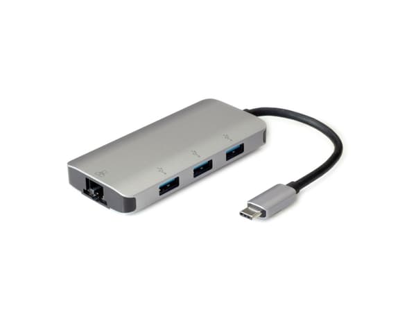 ROLINE 12.02.1108, USB 3.2 Gen 1 (3.1 Gen 1) Type-C, Grå, RJ-45, USB 3.2 Gen 1 (3.1 Gen 1) Type-A, Länk, Windows 7, Windows 8, Windows XP, 13 mm