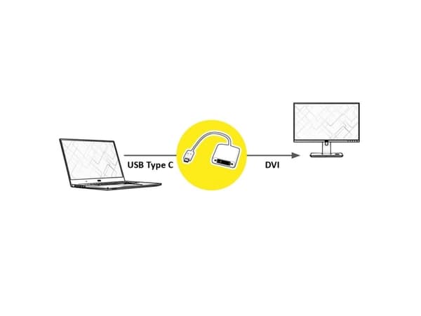 ROLINE 12.03.3205, 0,1 m, USB Type-C, DVI-D, Hankjønn, Hunkjønn, Rett