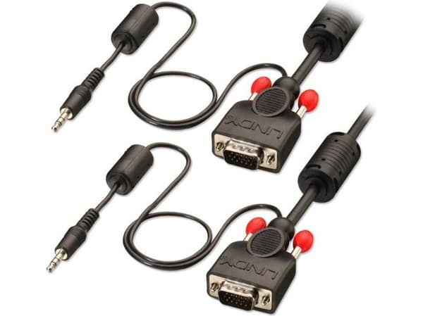 Lindy 37299, 2 m, VGA (D-Sub) + 3,5 mm, VGA (D-Sub) + 3,5 mm, hane, hane, svart, röd