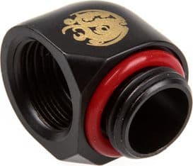 Bitspower adapter 90 grader G1/4 tums hane till G1/4 tums hona - kolsvart