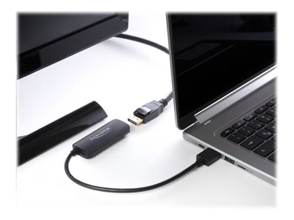 Delock - Adapter för video / ljud - HDMI, Mikro-USB typ B (endast ström) till DisplayPort hona - 24 cm - svart - 4K60Hz (3840 x 2160) stöd, Lontium L