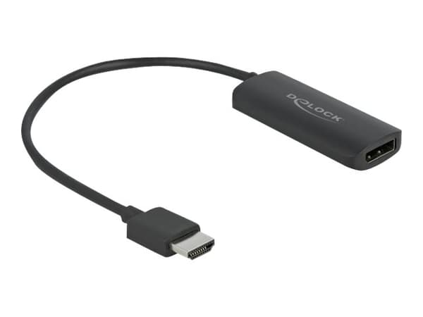 Delock - Adapter för video / ljud - HDMI, Mikro-USB typ B (endast ström) till DisplayPort hona - 24 cm - svart - 4K60Hz (3840 x 2160) stöd, Lontium L