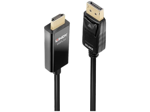 Lindy 40924, 0,5 m, DisplayPort, HDMI Typ A (standard), Hankoppling, Hankoppling, Rak
