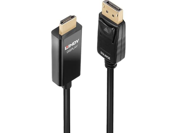 Lindy 40924, 0,5 m, DisplayPort, HDMI Typ A (standard), Hankoppling, Hankoppling, Rak