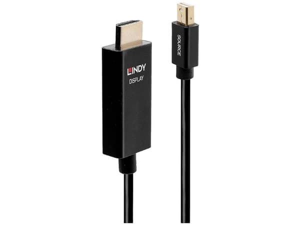 Lindy 40923, 3 m, Mini DisplayPort, HDMI Type A (Standard), Hankjønn, Hankjønn, Rett