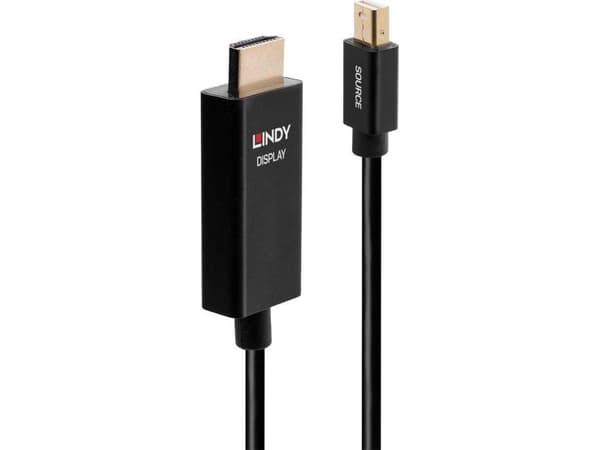 Lindy 40923, 3 m, Mini DisplayPort, HDMI Type A (Standard), Hankjønn, Hankjønn, Rett
