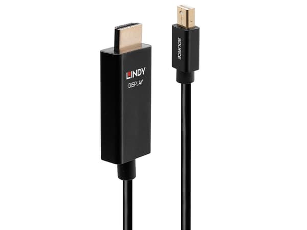 Lindy 40923, 3 m, Mini DisplayPort, HDMI Type A (Standard), Hankjønn, Hankjønn, Rett